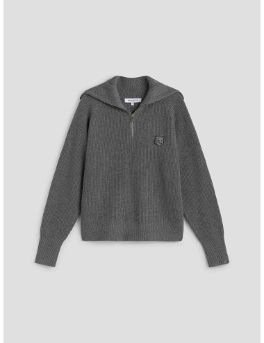 Bold Fox Head Patch Half Zip Ribbed Jumper de Maison Kitsuné - MARFRANC