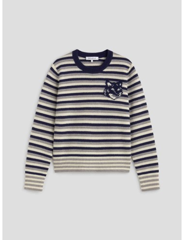 Fox Head Intarsia Striped Regular Jumper de Maison Kitsuné - MARFRANC