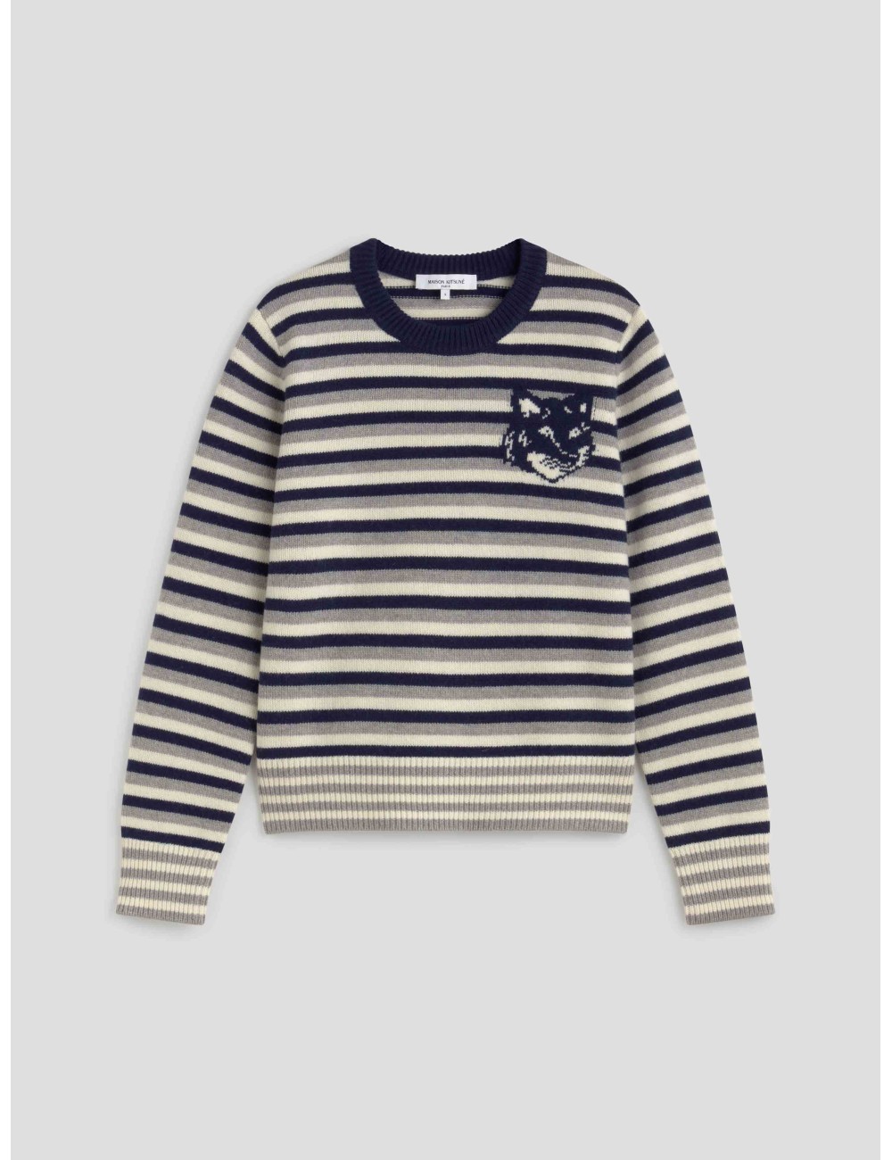 Fox Head Intarsia Striped Regular Jumper de Maison Kitsuné - MARFRANC