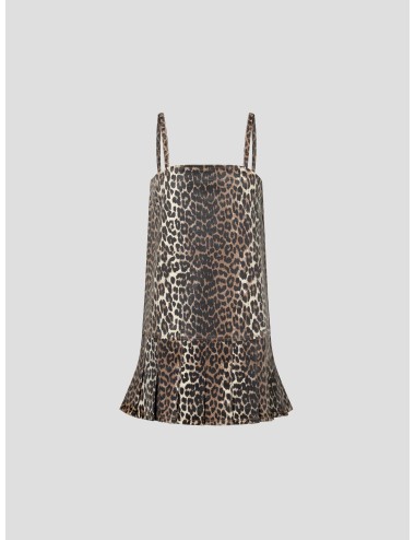 LEOPARD FOIL PRINT DENIM STRAP DRESS de Ganni - MARFRANC