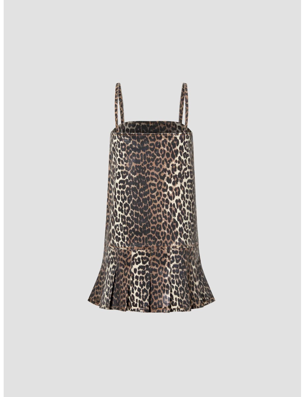 LEOPARD FOIL PRINT DENIM STRAP DRESS de Ganni - MARFRANC