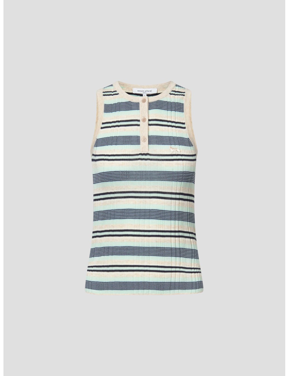 Camiseta rayas mujer Maison Kitsuné tonos Mint Ice Smoke - MARFRANC Camiseta rayas mujer Maison Kitsuné tonos Mint Ice Smoke - MARFRANC