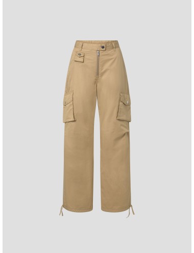 Pantalones cargo GANNI mujer camello algodón - MARFRANC
