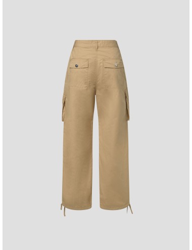 Pantalones cargo GANNI mujer camello algodón - MARFRANC