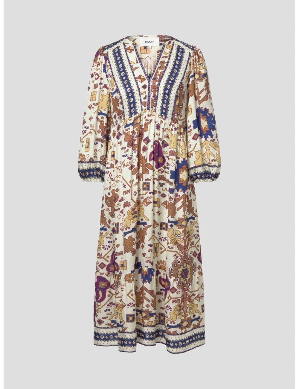 Vestido midi BA&SH Valley ecru para mujer - MARFRANC Vestido midi BA&SH Valley ecru para mujer - MARFRANC