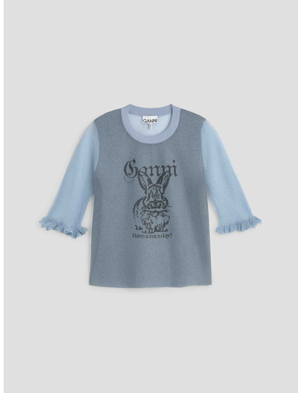 Camiseta GANNI Soft Chambray mujer diseño moderno - MARFRANC Camiseta GANNI Soft Chambray mujer diseño moderno - MARFRANC