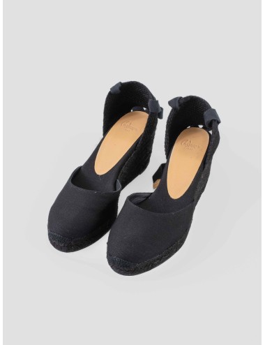 Alpargata cuña mujer CASTAÑER CARINA 001 negro artesanal - MARFRANC