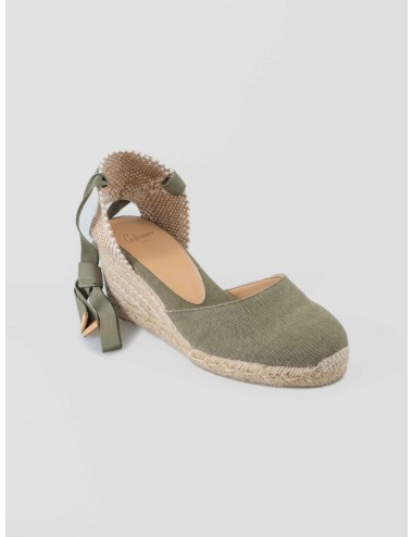 Alpargata cuña mujer CASTAÑER CARINA 002 olive artesanal - MARFRANC