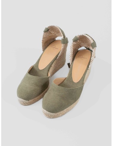 Alpargata cuña mujer CASTAÑER CARINA 002 olive artesanal - MARFRANC