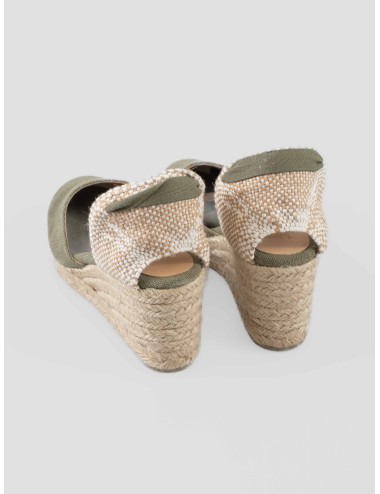 Alpargata cuña mujer CASTAÑER CARINA 002 olive artesanal - MARFRANC