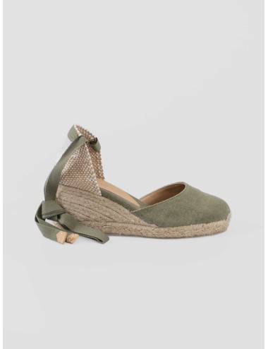 Alpargata cuña mujer CASTAÑER CARINA 002 olive artesanal - MARFRANC