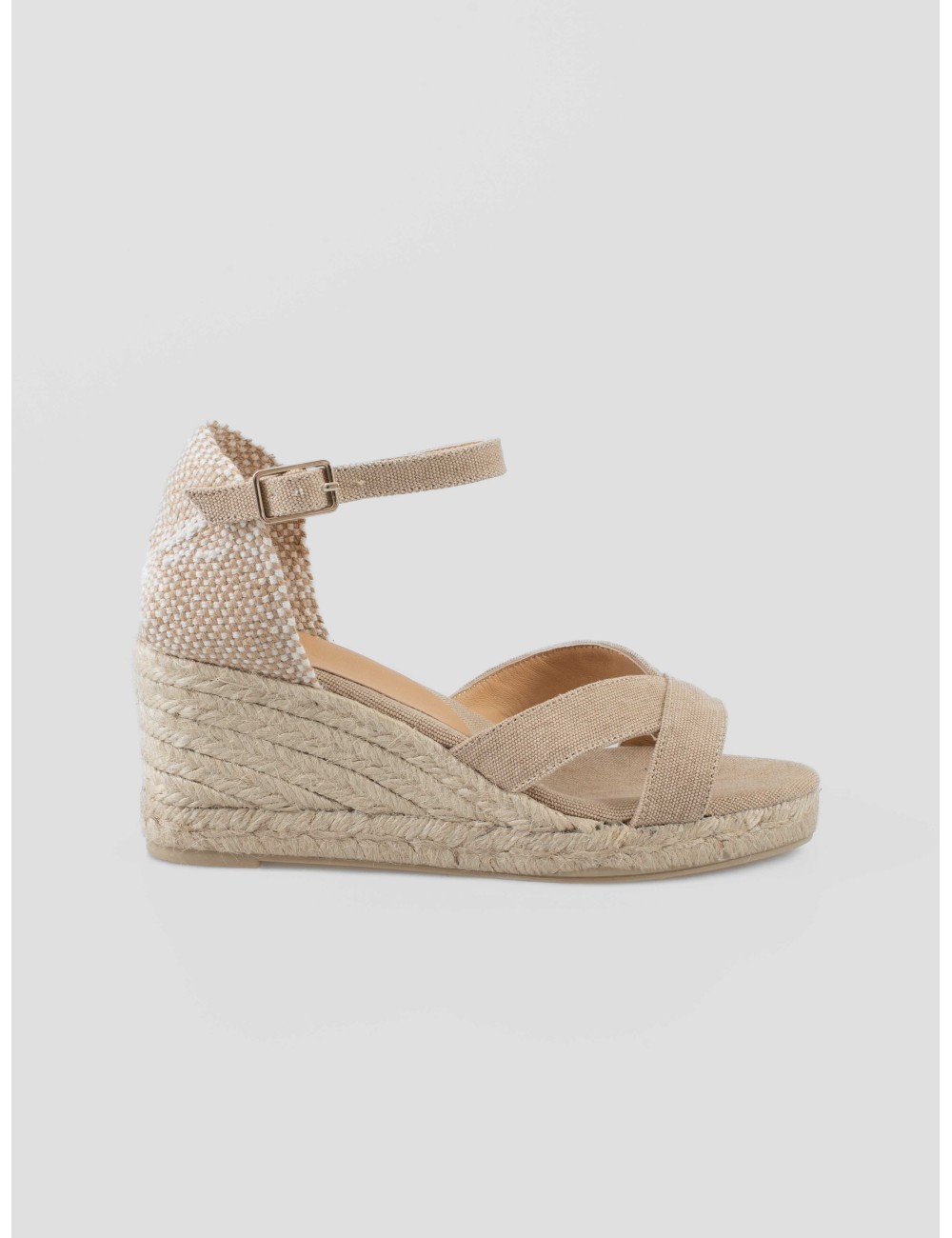 Sandalia cuña mujer CASTAÑER BRUNA 002 sand algodón orgánico - MARFRANC Sandalia cuña mujer CASTAÑER BRUNA 002 sand algodón orgánico - MARFRANC