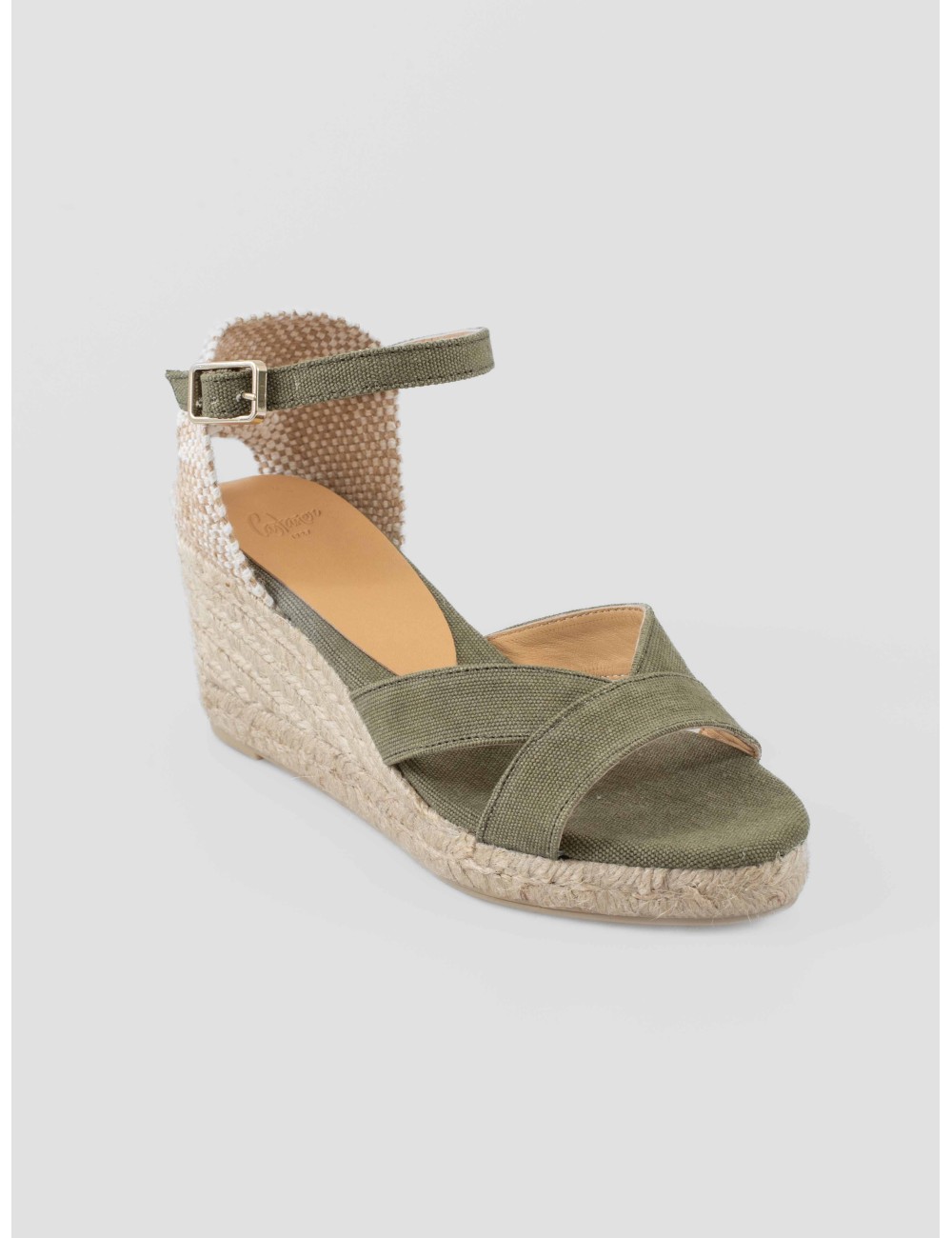 Sandalia cuña mujer CASTAÑER BRUNA 002 olive algodón orgánico - MARFRANC Sandalia cuña mujer CASTAÑER BRUNA 002 olive algodón orgánico - MARFRANC