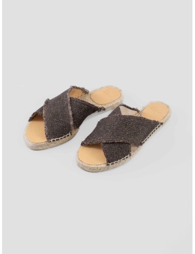 Sandalias mujer marrón/oro Castañer Palmera, calzado verano elegante - MARFRANC