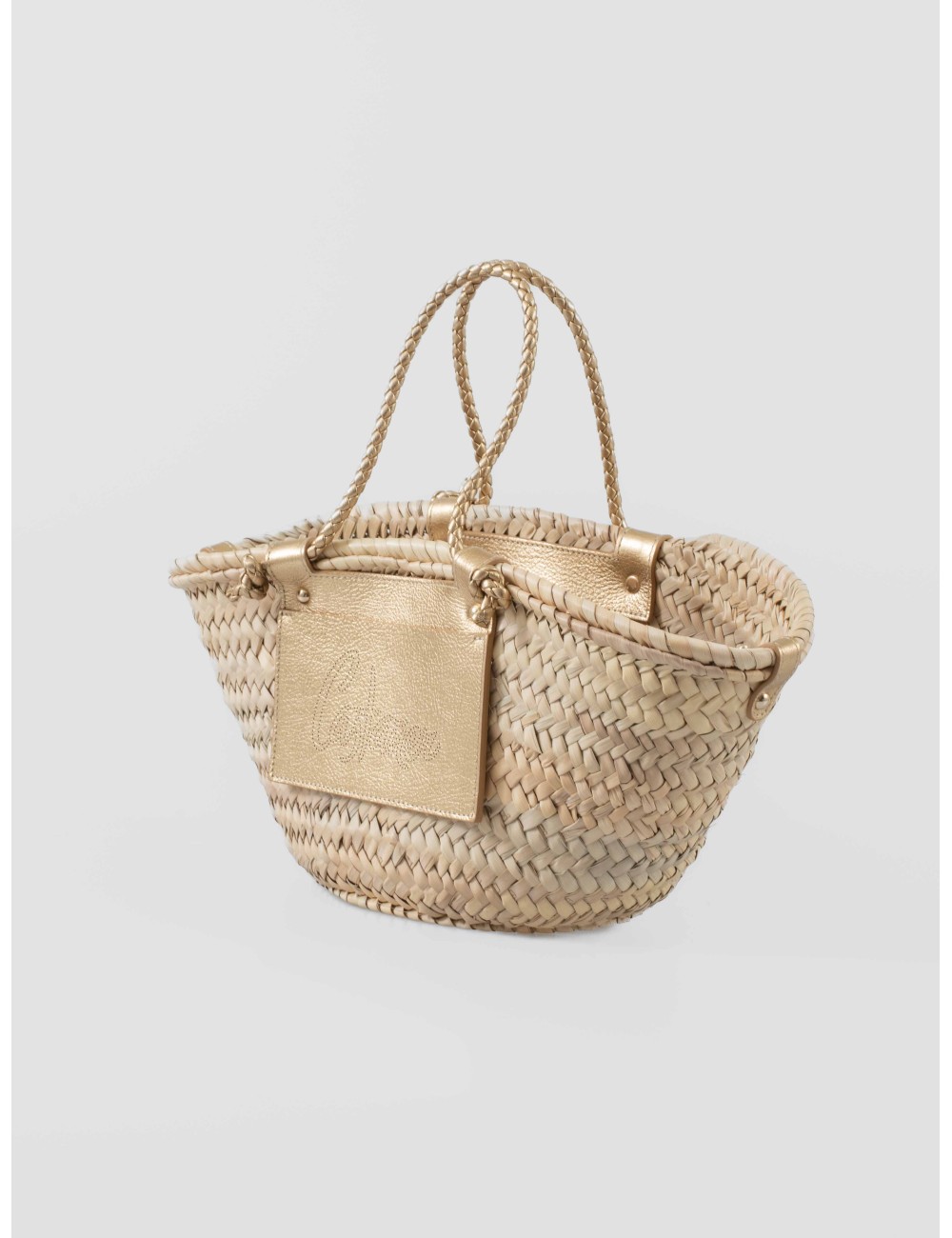 Bolso de mano CASTAÑER 3000 Oro en rafia y cuero para mujer - MARFRANC Bolso de mano CASTAÑER 3000 Oro en rafia y cuero para mujer - MARFRANC