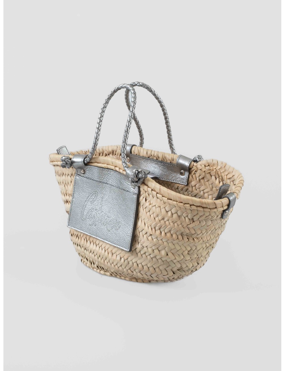 Bolso de mano CASTAÑER 3003 Plata en rafia y cuero para mujer - MARFRANC Bolso de mano CASTAÑER 3003 Plata en rafia y cuero para mujer - MARFRANC