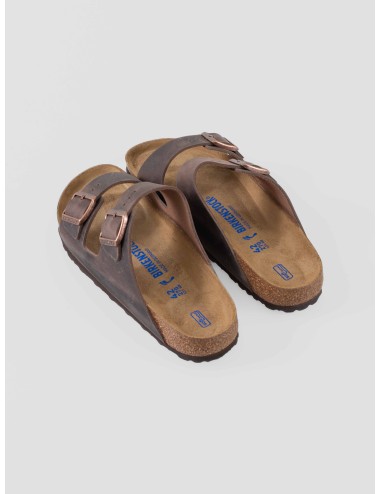Sandalias Birkenstock Arizona Soft Footbed cuero Habana para hombre con plantilla anatómica y suela EVA - MARFRANC