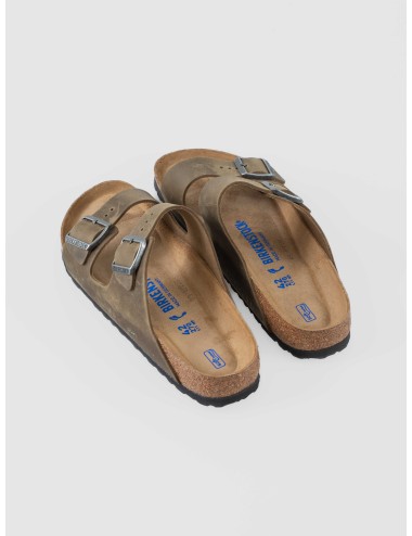 Sandalias Birkenstock Arizona Soft Footbed cuero Faded Khaki para hombre con plantilla anatómica y suela EVA - MARFRANC