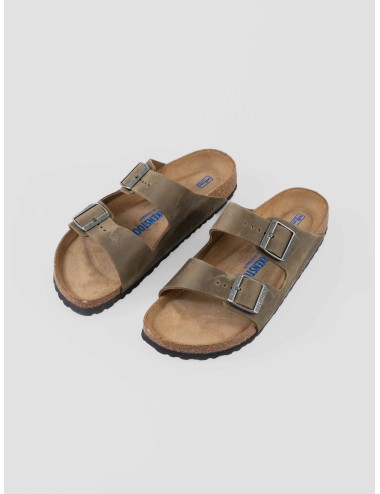 Sandalias Birkenstock Arizona Soft Footbed cuero Faded Khaki para hombre con plantilla anatómica y suela EVA - MARFRANC