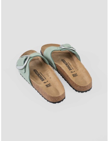 Sandalias Madrid Big Birkenstock en cuero Pure Sage con hebillas metálicas - Colección premium - MARFRANC