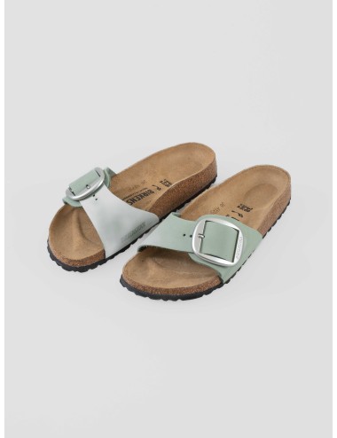 Sandalias Madrid Big Birkenstock en cuero Pure Sage con hebillas metálicas - Colección premium - MARFRANC