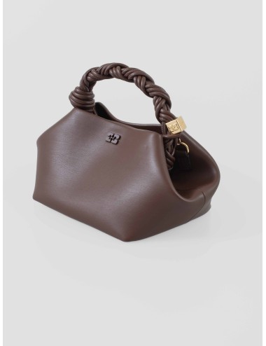 Bolso de mano Bou chocolate GANNI con asa trenzada y detalles metálicos - MARFRANC