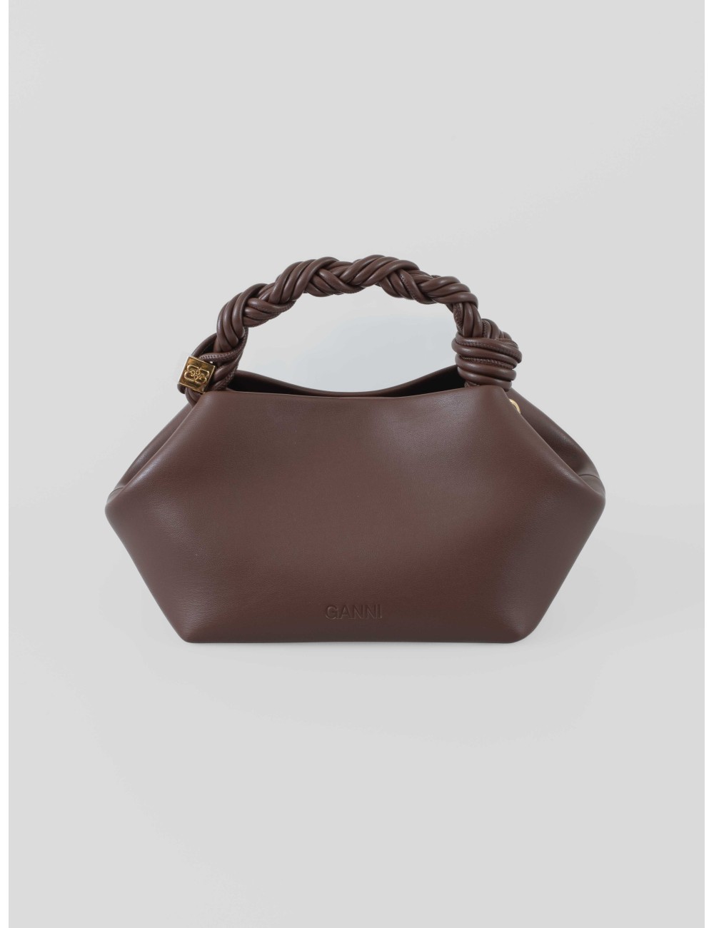 Bolso de mano Bou chocolate GANNI con asa trenzada y detalles metálicos - MARFRANC Bolso de mano Bou chocolate GANNI con asa trenzada y detalles metálicos - MARFRANC