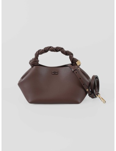 Bolso de mano Bou chocolate GANNI con asa trenzada y detalles metálicos - MARFRANC