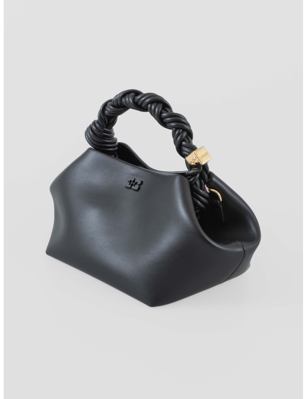 Bolso de mano Bou negro GANNI con asa trenzada y detalles metálicos - MARFRANC Bolso de mano Bou negro GANNI con asa trenzada y detalles metálicos - MARFRANC