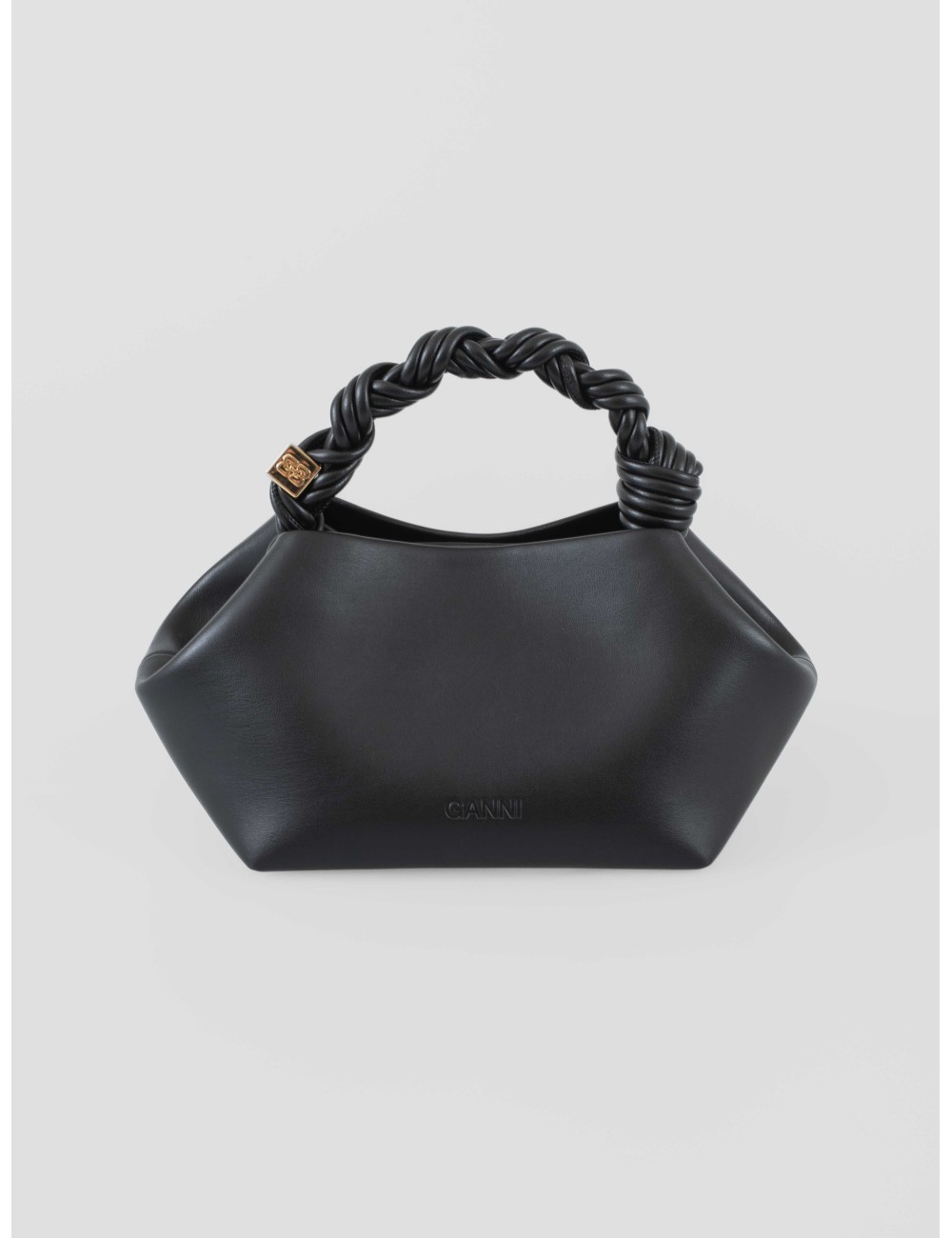 Bolso de mano Bou negro GANNI con asa trenzada y detalles metálicos - MARFRANC Bolso de mano Bou negro GANNI con asa trenzada y detalles metálicos - MARFRANC