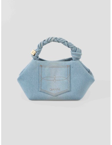 Bolso de mano Bou faded denim GANNI con asa trenzada y detalles metálicos - MARFRANC