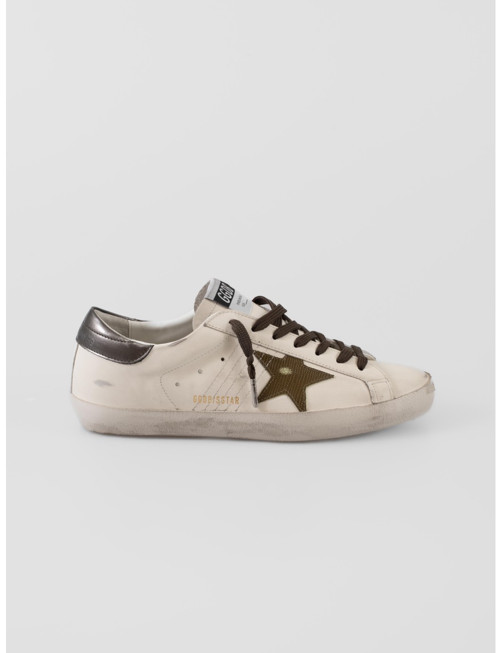 Zapatillas Golden Goose Super-Star blancas con estrella verde y talón plateado hombre - MARFRANC Zapatillas Golden Goose Super-Star blancas con estrella verde y talón plateado hombre - MARFRANC