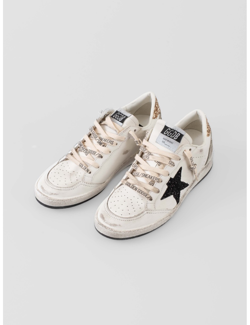 Zapatillas Golden Goose BALL STAR mujer blanco negro con estrella purpurina - MARFRANC Zapatillas Golden Goose BALL STAR mujer blanco negro con estrella purpurina - MARFRANC