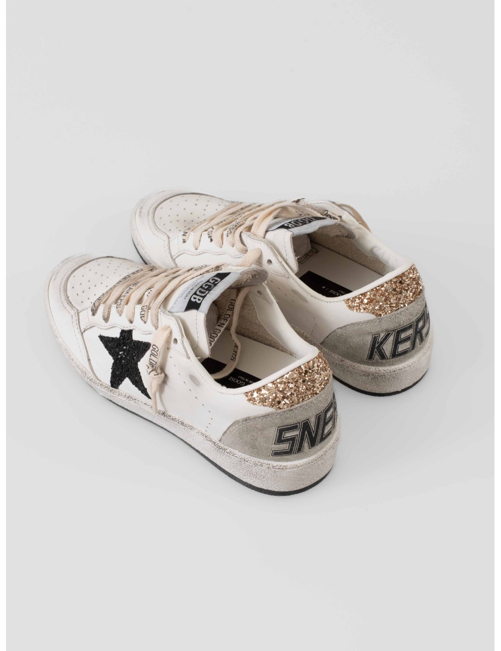 Zapatillas Golden Goose BALL STAR mujer blanco negro con estrella purpurina - MARFRANC Zapatillas Golden Goose BALL STAR mujer blanco negro con estrella purpurina - MARFRANC