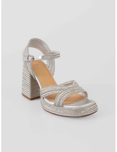 sandalias cuña CASTAÑER VALLE/142 platino mujer - MARFRANC
