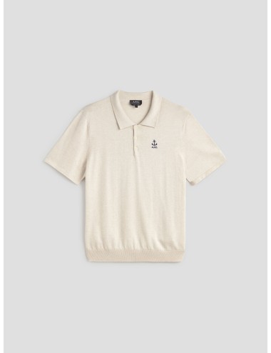 Polo Octave A.P.C. ecru hombre con logo bordado - MARFRANC