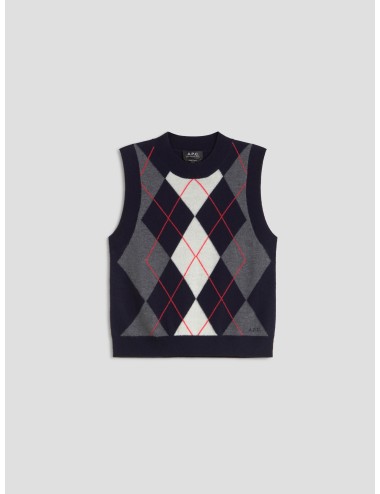 cardigan mujer A.P.C. PIA azul marino con rombos - MARFRANC