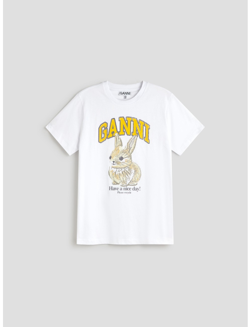 camiseta blanca GANNI Bunny de algodón orgánico para mujer - MARFRANC camiseta blanca GANNI Bunny de algodón orgánico para mujer - MARFRANC