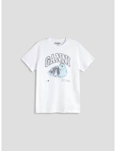 camiseta GANNI blanca con estampado de pato para mujer - MARFRANC