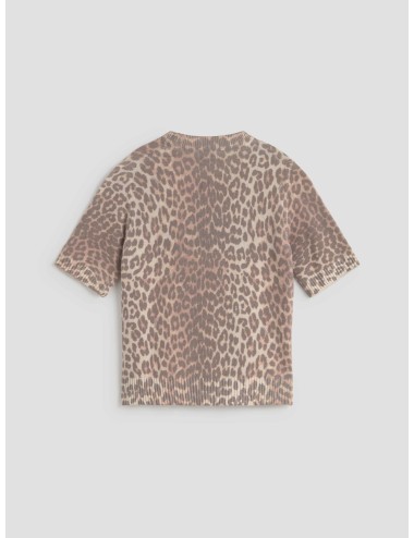 Camiseta LEOPARD WOOL T-SHIRT de GANNI con estampado de leopardo - MARFRANC