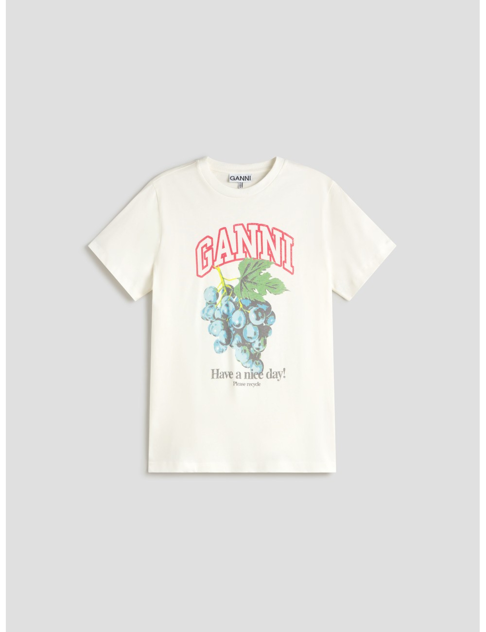 camiseta GANNI blanca con dibujo de uvas para mujer - MARFRANC camiseta GANNI blanca con dibujo de uvas para mujer - MARFRANC