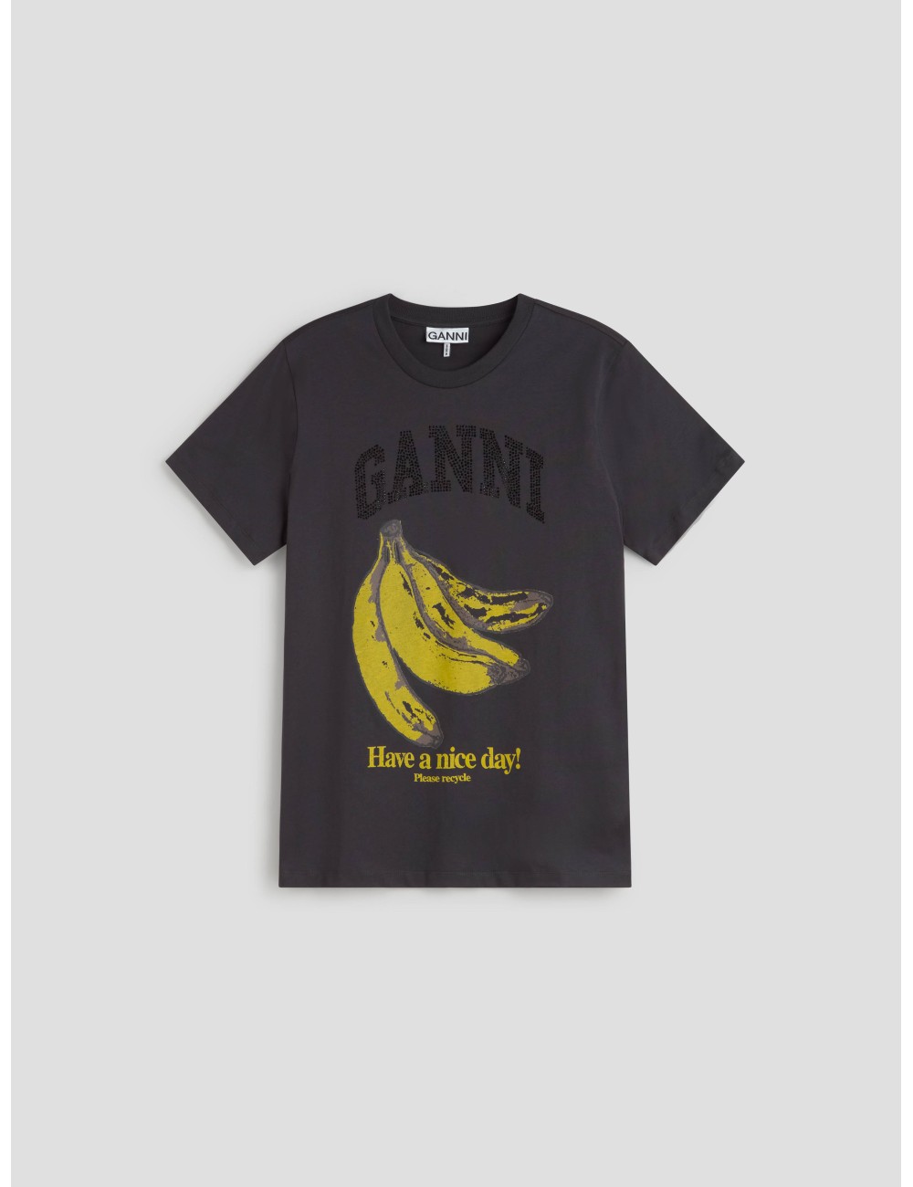 Camiseta GANNI negra con plátanos estampados para mujer - MARFRANC Camiseta GANNI negra con plátanos estampados para mujer - MARFRANC