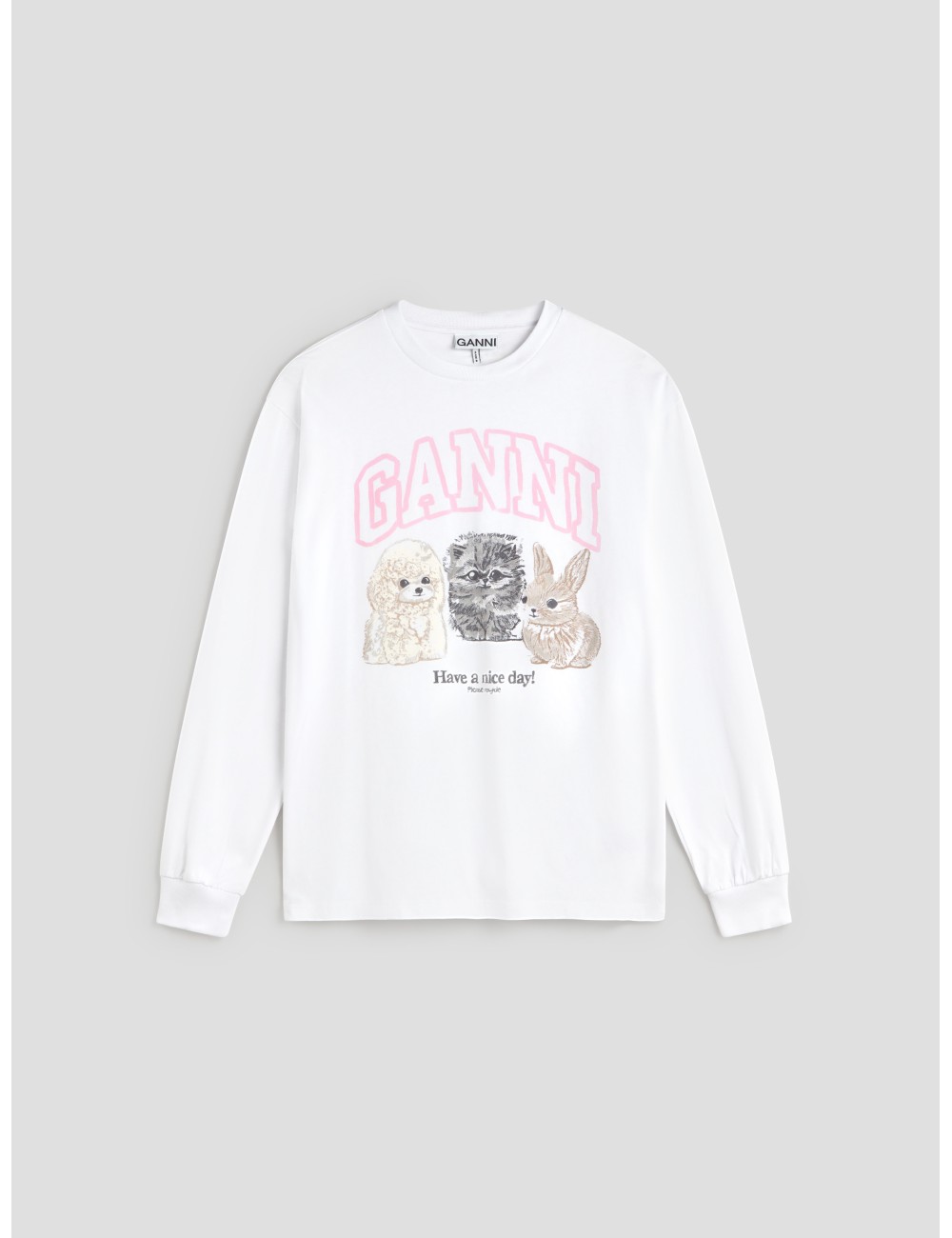 camiseta blanca de algodón GANNI mujer con logo - MARFRANC camiseta blanca de algodón GANNI mujer con logo - MARFRANC