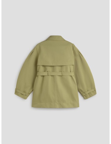 Trench coat verde GANNI mujer con cinturón y tejido reciclado - MARFRANC