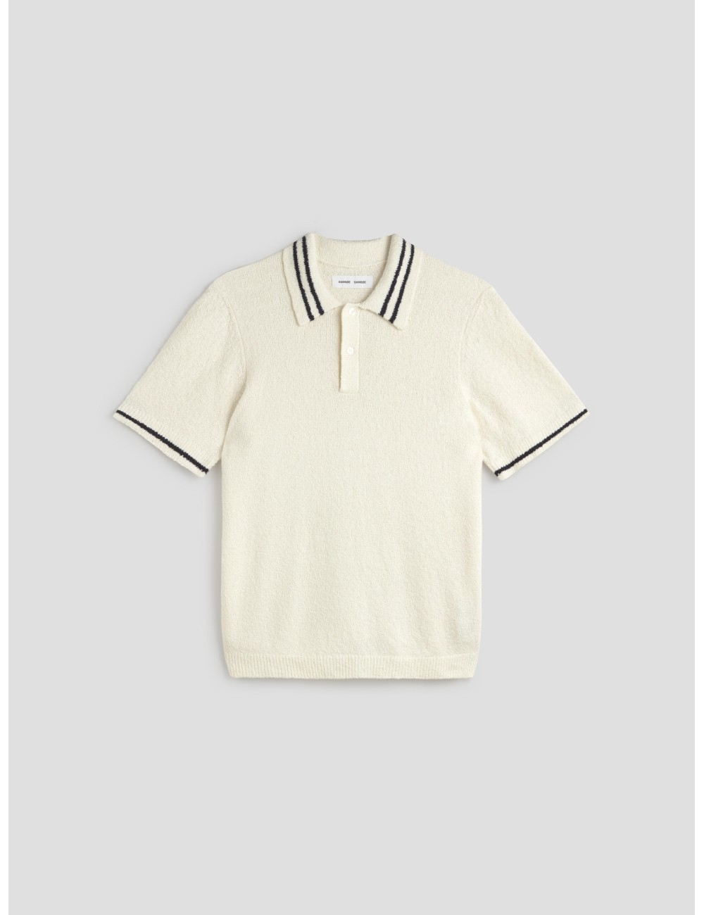 Polo hombre Samsoe SAPEDRO color Clear Cream con cuello a rayas - MARFRANC