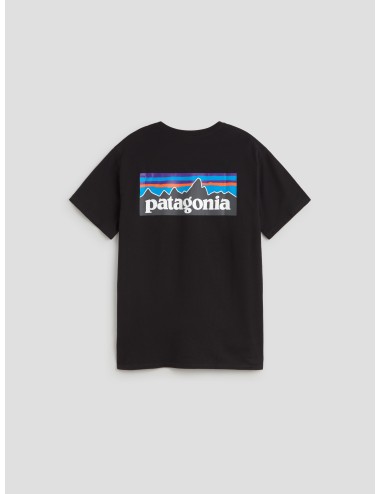 Camiseta negra Patagonia P-6 Logo hombre sostenible - MARFRANC
