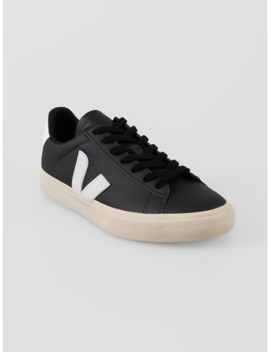 zapatillas mujer Veja Campo nobuk negro/blanco con logo V y detalles en piel - MARFRANC