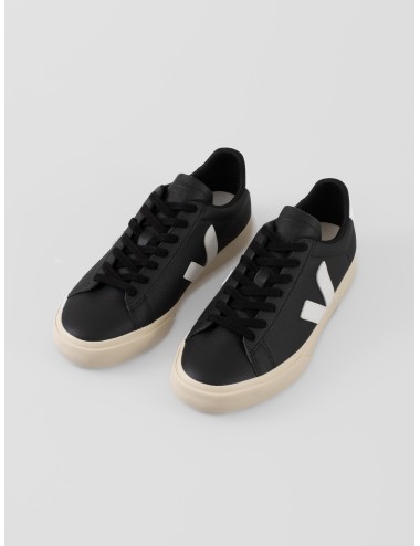 zapatillas mujer Veja Campo nobuk negro/blanco con logo V y detalles en piel - MARFRANC