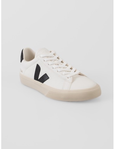 zapatillas mujer Veja Campo nobuk blanco/negro con logo V y detalles en piel - MARFRANC