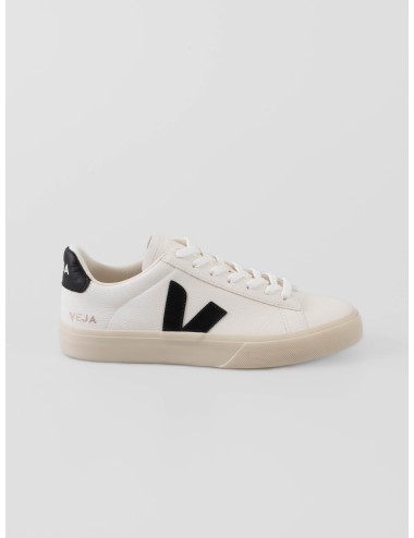 zapatillas mujer Veja Campo nobuk blanco/negro con logo V y detalles en piel - MARFRANC